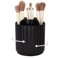 Anyoifax Makeup Brush Holder Organizer 360° Rotating Make Up Brushes Container for Vanity Spinning Cosmetics Storage Cup Pen Holder Stripe Black